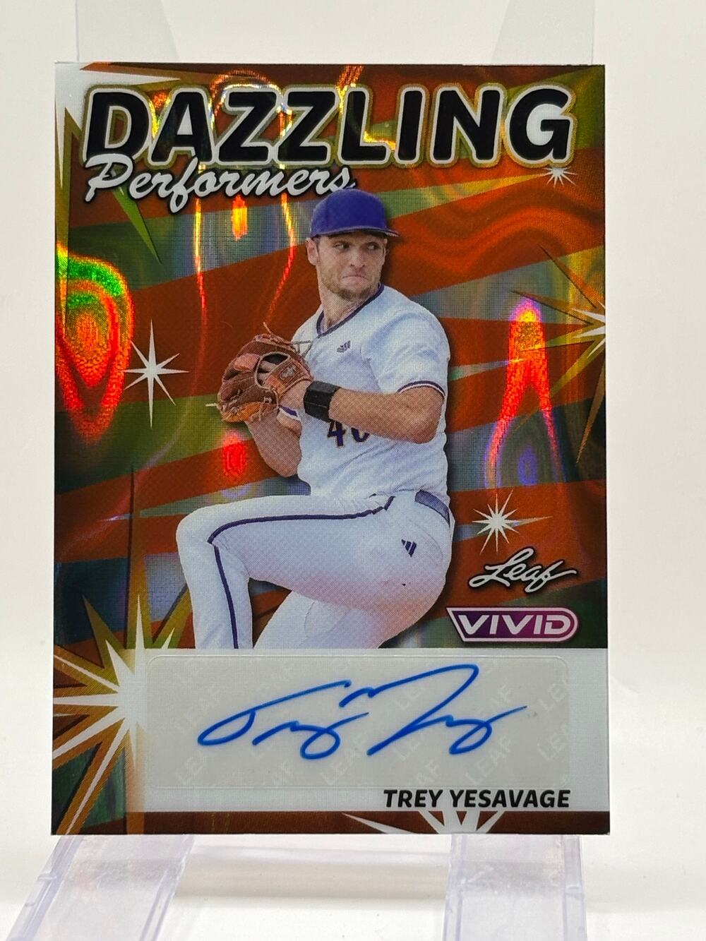 2024 Leaf Vivid Trey Yesavage Red Lava Refractor Auto 1/3 SSP Toronto Blue Jays